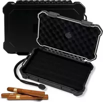 Dėžutė cigarų humidorui su priedais: nešiojamas cigarų dėklas kelionėms, kelioninis humidoras, cigarų laikiklis su cigarų V formos pjaustytuvu ir humidoriumi drėkintuvu bei higrometru – sandarus, atsparus vandeniui