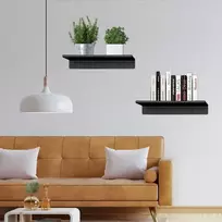 Yapithome 2 sieninių lentynų rinkinys, metalinės aliuminio juodos spalvos lentynos, plaukiojančios sieninės lentynos miegamajam, virtuvei, biurui, svetainei, juodos spalvos modernios