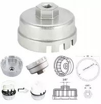 Aliumininis alyvos filtro raktas 14 griovelių 6 lizdai 64.5mm Toyota Corolla Rav4