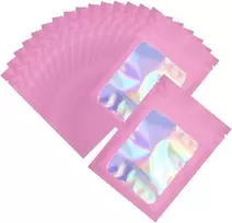 Sofplate 100 vnt. 3 x 4 ziplock folijos maišelių rinkinys, holografiniai maži dovanų maišeliai, didelis kiekis, daugkartinio uždarymo, kvapui atsparūs, vaivorykštės spalvų plastikiniai pavyzdžių pakavimo maišeliai vakarėliams