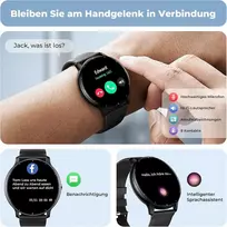 Išmanusis laikrodis vyrams su telefono funkcija, 1,39 colio ip68 vandeniui atsparus sportinis laikrodis, fitneso laikrodis su širdies ritmo/spo2/balso asistentu/miego stebėjimo funkcija, žingsnių matuoklis, išmanusis fitneso sekimo laikrodis, skirtas ios