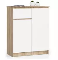 Komoda Akord K80 2d 1sz, 80 cm, sonoma/balta, 1 stalčius, 2 durys