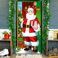 Kalėdinė durų uždangalo dekoracija, 185 x 90 cm kalėdinė santa claus durų uždanga, kalėdinis baneris, kalėdinės vakarėlio dekoracijos, namams, sienai, durų užuolaida, kalėdinio vakarėlio dekoracija, santa claus