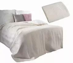 Lovos užtiesalas 220x240 Eurofirany Sofia kreminės spalvos Velvet dygsniuotas eglutės raštas