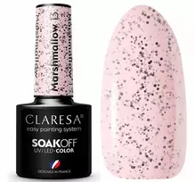 Claresa hibridinis nagų lakas uv/led marshmallow 13 rožinis smėlio nude su blizgučiais