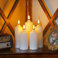 Vtobay rinkinys, 8 nedegios žvakės su baterijomis, 5.5 cm x 12.5 cm, 12.5 12.5 15 15 15 17.5 17.5 cm, baltos Led plastikinės žvakės su 2 nuotolinio valdymo pulteliais ir laikmačio funkcija, mirgančios žvakės