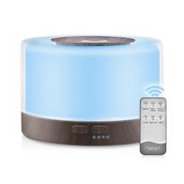 500ml Ultrasonic Aroma Diffuser & Humidifier with USB, Timer, Silent Mode & 7 Color Lights USB Remote Version white