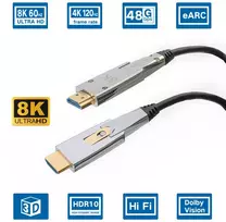 Dune Hd Professional didelės spartos šviesolaidinis kabelis 48gbps hdmi 2.1a, 10k, 8k / 60hz, 4k / 120hz, 4:4:4, earc, cec, hdcp 2.2/2.3, 3d, hdr 10+, dolby, vr, žaidimų pc, tv, hi-end, rtx 40xx (15 m)