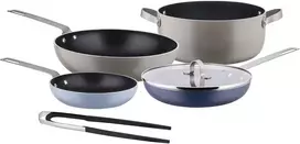 Alessi Tama Gia100s5 6 dalių puodų rinkinys, aliuminis su nelimpančia danga ir 18/10 nerūdijantis plienas