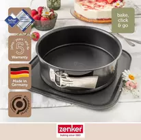 Zenker Bake, Click & Go 24 torto forma - skersmuo 24 x 8 cm - kepimo forma su atskirai įsigyjamu dangčiu tiesioginiam transportavimui - torto forma kepimui ir transportavimui
