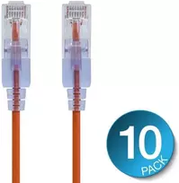 Monoprice Slimrun Cat6a Ethernet Patch kabelis - interneto tinklo laidas - Rj45, 550mhz, Utp, grynas varinis laidas, 10g, 30awg, 2.13m, oranžinis, 10 vnt.
