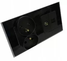 Dvigubas stiklinis lizdas + antenos interneto cat5 kontaktas