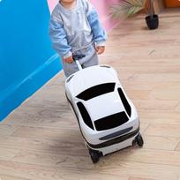 Vaikų lagaminas Sėdimas automobilio formos lagaminas 3D kelioninis krepšys balta