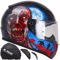 Motociklininko šalmas Ls2 Ff353 Rapid Ii Zombie mėlynas red Ece 22.06