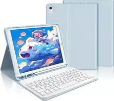 Iveoppe Ipad klaviatūra su dėklu, skirta 9-osios/8-osios/7-osios kartos, 10,2 colio Air 3 ir Pro 10.5 – magnetiškai nuimama, Qwertz, šviesiai mėlyna