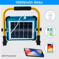 Topbos 100 W statybinis prožektorius Led su trikoju, 10000 Lm nešiojamas darbo žibintas, 16500 Mah baterija su Usb-c ir saulės įkrovimu, Ip54 atsparus vandeniui, 4 šviesos režimai, skirtas dirbtuvėms, statybvietei