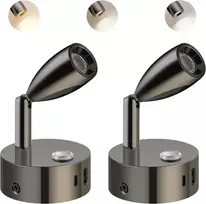 Lova Erwey 2 vnt. Dc 12 V skaitymo lempos, montuojamos ant sienos kemperyje, led lovos lempa, pritemdoma jutikliniu būdu ir 3 spalvų temperatūros režimai bei Usb A+c įkrovimo prievadas valčiai, automobiliui, kemperiui, furgonui, jachtai, nameliui ant ratų, bli