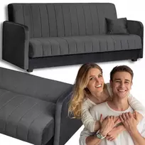 Fotelis Mebel Elite Porto pilnai išlankstoma dvisėdė sofa-lova su miego funkcija, pilka