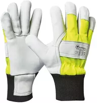 Gebol Worker Pro Thermo Comfort vyriškos odinės darbo pirštinės, neperšlampamos pirštinės su pašiltinimu žiemai, apsauginės pirštinės, dydis L (9), geltonos/baltos