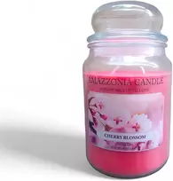 Amazzonia žvakė vyšnių žiedai 530g natūralaus sojų vaško žvakė su dviem dagčiais vyšnių namų dekoratyvinis stiklainis yankee village scents