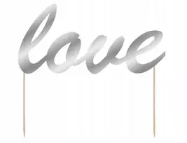 Torto viršūnė "love" sidabrinė 15cm 1vnt Vestuvės
