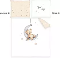 Herding Teddy Bear patalynės komplektas kūdikių lovelei, pagalvės užvalkalas 35 x 40 cm su užlenkimu, antklodės užvalkalas 80 x 80 cm su užlenkimu, medvilnė/renforcé, balta, dvivietis