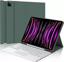 Winchking ipad pro 12.9 klaviatūra su jutikliniu kilimėliu, klaviatūros dėklas ipad pro 6/5/4/3 kartai, itališka bluetooth magnetinė klaviatūra, skirta ipad pro 12.9 colių 2022/2021/2020/2018, tamsiai žalia