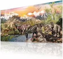 Goods+gadgets vaikiškas plakatas su dinozaurais dino xxl vaikų kambariui dino pasaulio sienos paveikslas nuotykių dekoracija vaikams 90 x 45 cm (dinosaur lake landscape)