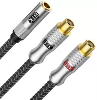 3.5mm į 2 Rca Moteriškas Adapteris, Paauksuotas Garso Kabelis