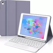 Winchking dėklas su klaviatūra, skirtas ipad 6-os kartos įrenginiui – klaviatūra su jutikline dalimi, skirta ipad 6-os/5-os kartos 2018/2017 9,7 colio įrenginiui, nuimamas belaidis qwertz išdėstymas, 7 spalvų apšvietimas (levandų violetinė)