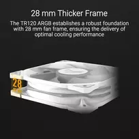 Asus Tuf Gaming Tr120 Argb standartinis baltas korpuso ventiliatorius, vieno vieneto pakuotė (120 mm Pwm Pc ventiliatorius, 2000 aps/min, 3,3 mm H2o, 77,4 Cfm oro srautas, 16 individualiai valdomų Rgb šviesos diodų, baltas)