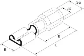Lumonic 25 x blade jungtys 1.5 - 2.5 mm² mėlynos spalvos i blade jungtys plokščiai jungčiai 0.8 mm x 2.8 mm i kabelių antgaliai plokščia jungtis iš dalies izoliuota