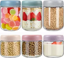 Vitever 6 stiklainių rinkinys avižoms per naktį, 300–500 ml konservavimo stiklainiai su užsukamu dangteliu salotoms, čatniams, jogurtui, pudingui, naminei uogienei, kavos pupelėms, prieskoniams