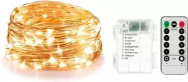 Enlace led girliandos su baterijomis, 10 m, 100 led girliandų, 8 režimai su nuotolinio valdymo pulteliu, ip65 atsparios vandeniui girliandos, viela vidaus, lauko, vestuvių, kalėdų vakarėlio dekoravimui, šilta balta