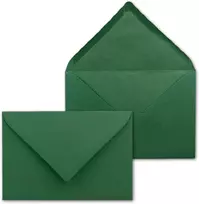 100 tamsiai žalių vokų su banguotu kraštu, din c5, 16,2 x 22,9 cm, 120 g, su banguotais kraštais, drėgnai klijuojami farbenfroh vokai, gustav neuser