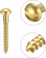 50 vnt. M2.5 x 20 mm žalvariniai medvaržčiai su apvalia galvute