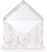 Paperado 25 vokai Din B6 pilka mamora marmuro balta spalva - 100 g/m² vokas be langelio 17,8 x 12,5 cm - vokai su drėgnu lipniu smailiu atvartu