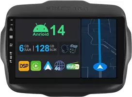 Automagnetola Yuntx 9 colių android 14 automobilinis radijas, skirtas jeep renegade 2015–2018 | octa core | 6gb 128gb | įmontuotas 4g lte | carplay ir android auto | dsp | dab | hdmi | dviejų dažnių wifi | bluetooth