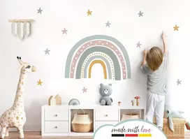 Little Deco Dl921-3 vaivorykštės sienos lipdukas žvaigždės vaikų kambario sienų dekoracija