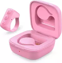 Tik Tok pirštų galiukų šoninis vartytuvas Bluetooth nuotolinio valdymo pultas slinkties žiedas įkraunamas belaidis fotoaparato nuotolinio valdymo pultas užrakto asmenukių mygtuko valdiklis su įkrovimo dėklu, skirtas Ios/android (rožinis)