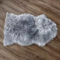 Ydfyx Avikailio kilimas, dirbtinio kailio dekoratyvinis kailis, itin minkštas dirbtinio avikailio kilimas ilgo plauko kailio imitacijos vilnos kilimėlis sofai (pilkas, 60 x 90 cm)