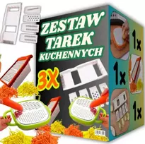 3x Virtuvinė tarka daržovėms, sūriui, vaisiams, smulkintuvas su konteineriu