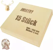 Jmatry Jmiatry faneros plokštės, 15 vnt., 3 mm, liepos mediena 300 x 300 x 3 mm, medinės plokštės amatams, medinė plokštė "pasidaryk pats", modeliui, tapybai, graviravimui