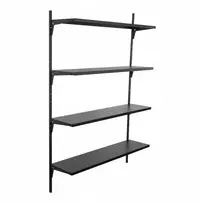 Pakabinama sieninė lentyna loft Element System Pro, gylis 20 cm, 4 lentynos, juoda matine