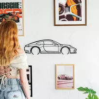 Plakatas Blaucap automobilio sieninis siluetas Porsche 911, sienų dekoras, sienų puošmena, sienų menas, dekoracija, automobilių sportas, sienų dekoravimas, automobilių dekoracijos, metalo sienų menas