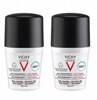Vichy Homme roll-on antiperspirantas nuo dėmių ant drabužių, 48 val. - 2x50ml