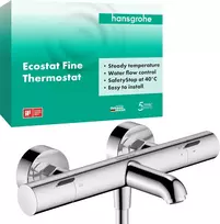 Hansgrohe Ecostat Fine 13325000 potinkinis vonios termostatas su apsauginiu užraktu (safetystop) ties 40 °c, termostatas voniai, maišytuvas 2 vartotojams, chromas