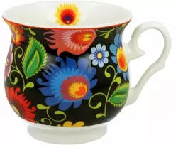 Porcelianinis retro puodelis 470 ml, 10 x 9 cm arbatai kavai - etninis