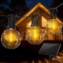Qxmcov saulės girlianda lauke, 15 m saulės girliandos lemputės lauke su 25 + 3 plastikinėmis led lemputėmis, 4 režimai, atspari oro sąlygoms saulės girlianda lauke, lauko girlianda saulės energija sodui terasai