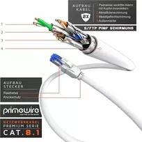 „primewire“ Cat 8.1 tinklo kabelis 0.5 m – 40Gbps spartai